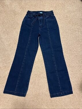 Draper James Dark Blue Wide-Leg Jeans with Tie Waist